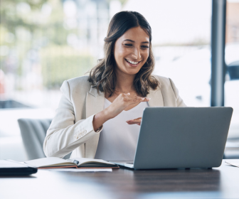 Lady looking at laptop